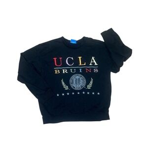 UCLA Bruins Sweatshirt Womens Large‎ Crewneck Pullover Black Rainbow Embroidery